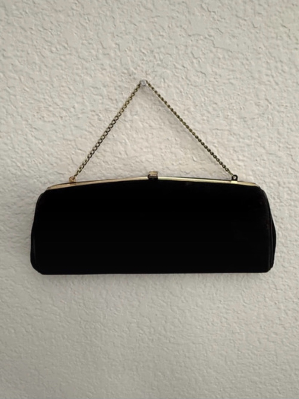 Black Velvet Evening Clutch with Chain Strap